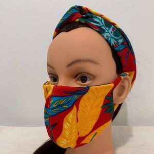 Boho Top Knot Headband and Facemask Set